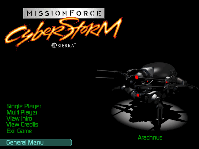 Title screen from MissionForce: CyberStorm