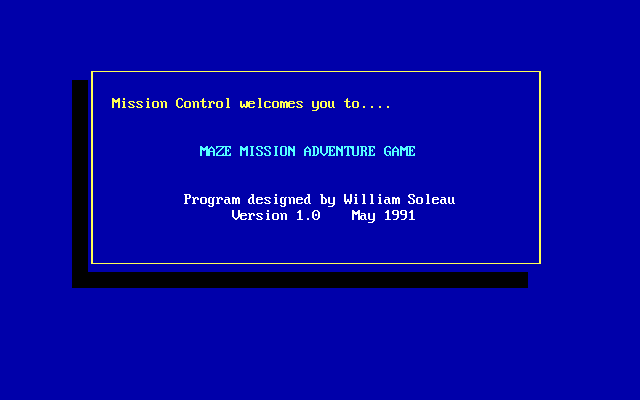 Title screen from Maze Mission Adventure Game