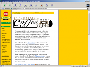 Screen capture of CNET's CD-ROM Central page "CD-ROMs for Your Coffee Table"