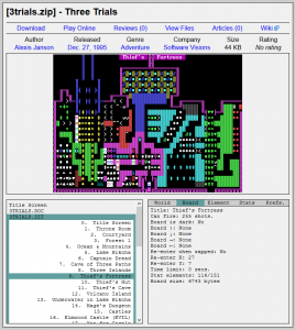 Screen capture of Three Trials from the Museum of ZZT