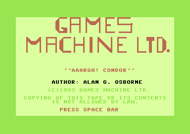 Title screen from Aaargh! Condor