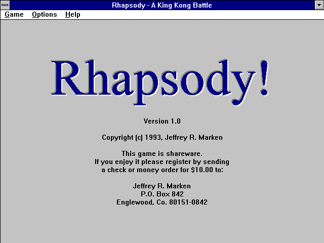 Title screen from Rhapsody! A King Kong Battle