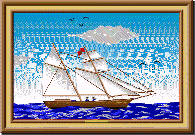 A painting of a sailboat in the water on a clear day from Project Challenge.